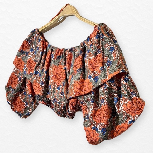 Zara off the shoulder floral crop top - Picture 7 of 8